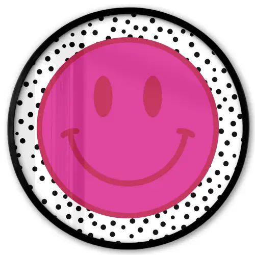 Smiley - Roze - Stippen Fotolijst rond zonder passe partout klein -3d
