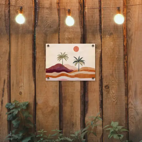 Palmbomen - Abstract - Zon - Heuvels tuinposter los doek klein -sfeer1