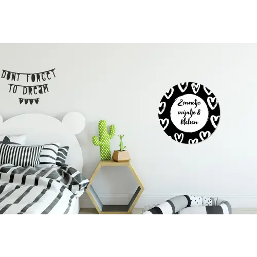Tekst - Zonnetje, wijntje & kletsen - Quotes - Wijn - Tuin Wandcirkel aluminium klein -kinderkamer