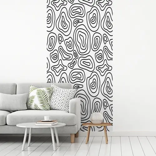 Lijnen - Zwart - Wit - Organisch fotobehang vinyl groot 64 -woonkamer