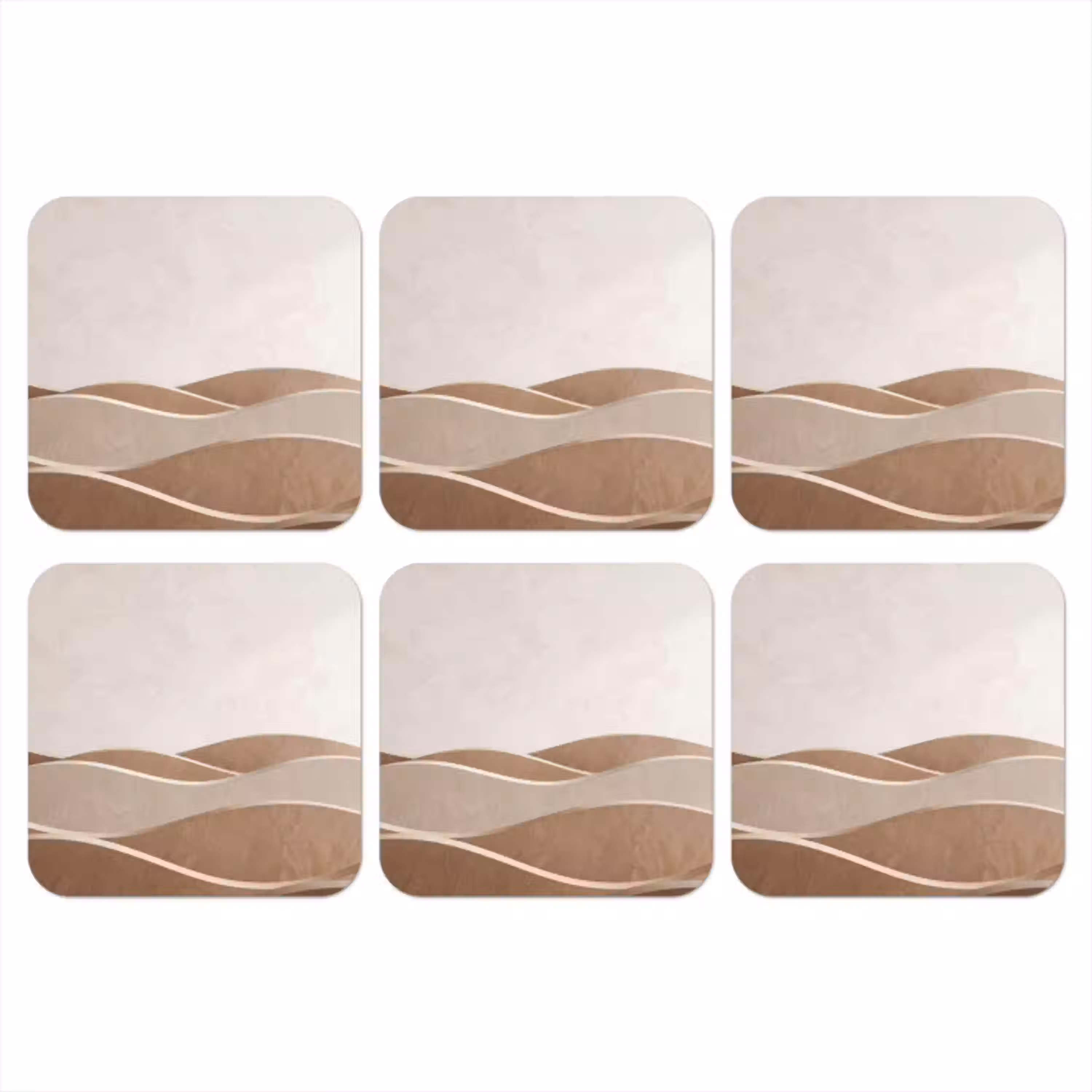 Abstract - Golven - Modern - Beige onderzetter kurk middel -3d