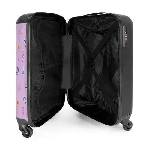 Laboratorium en wetenschapspatroon op paarse achtergrond NBS - Handbagage koffer - Kinderen Unisex middel -binnenkant