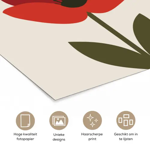 Klaproos - Bloem - Rood - Valentijn poster papier klein -closeup_NL