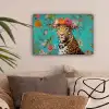 Luipaard - Bloemen - Kroon canvas 2cm klein -sfeer1