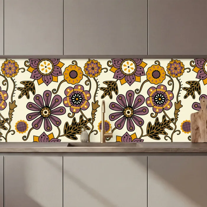 Bloemen - Bohemian - Vintage - Cartoon keuken achterwand 2 middel 871 zz_3dshopping
