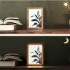 Plant - Bladeren - Minimalistisch - Zwart Light Box met kabel (Tafellamp) klein -sfeer3