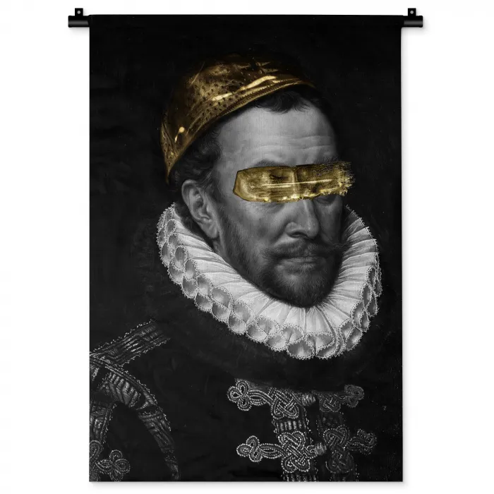 Willem van Oranje - Adriaen Thomasz - Zwart - Wit Wandkleed katoen klein -zz3d