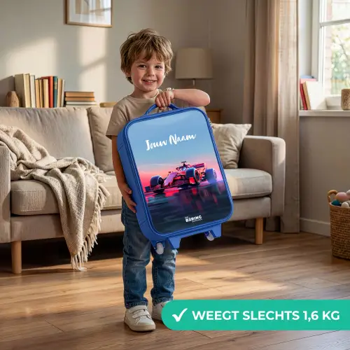 Rode racer Kinderkoffer - Blauw klein -sfeer2_NL