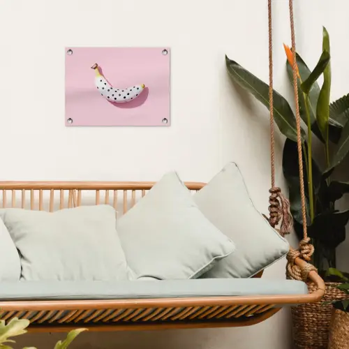 Banaan - Stippen - roze tuinposter los doek klein -sfeer7