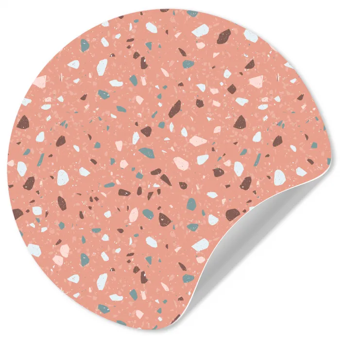 Terrazzo -  Patroon - Kleurrijk - Roze - Blauw Wandcirkel behangsticker klein 186 -3d