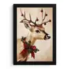 Gewei - Kerst - Rendier - Rood fotolijst zwart zonder passe partout klein -3d