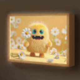 Monster - Geel - Madeliefjes Light Box met batterij (Wandlamp kind) middel -z3d_website