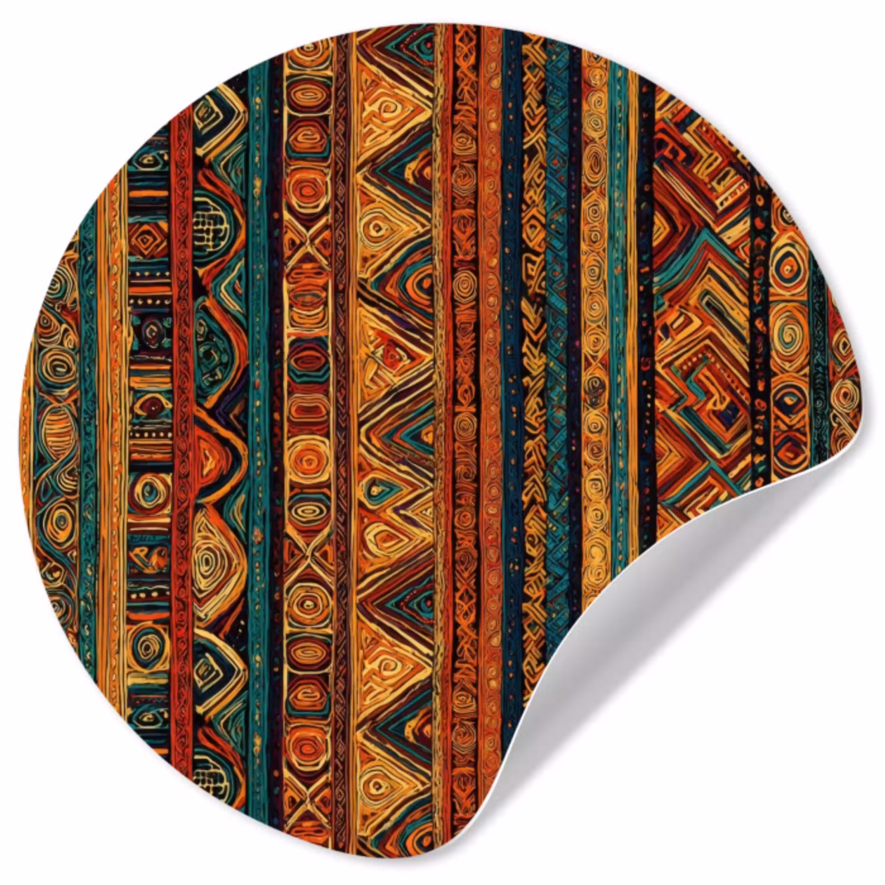 Kleurrijk - Etnisch - Folkloristisch - Patroon Wandcirkel behangsticker klein 186 -3d
