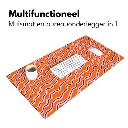 Retro - Golvend - Oranje Muismat XXL klein 681 -sfeer4