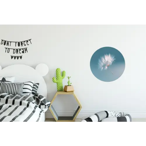 Paardenbloempluisje - Blauw - Lucht Wandcirkel aluminium klein -kinderkamer