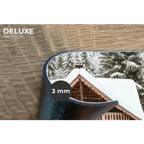 Huis - Bos - Winter - Natuur - Sneeuw Placemat vinyl groot -closeup