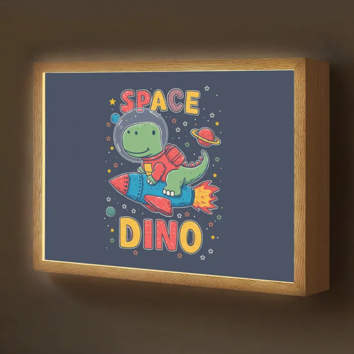 Dino - Raket - Kleurrijk Light Box met batterij (Wandlamp kind) middel -z3d_website