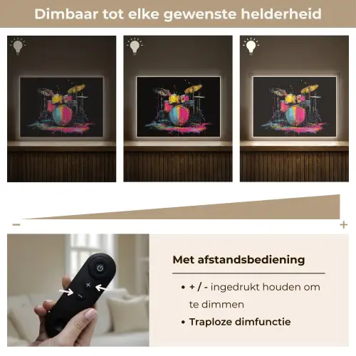 Drumstel - Kleurrijk - Verf - Levendig Light Box met batterij (Wandlamp) middel -USP_dimbaarNL