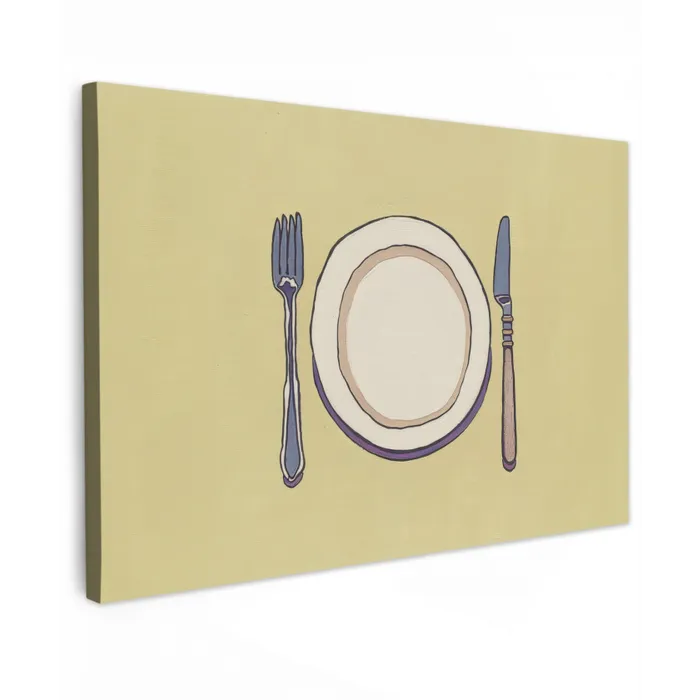 Illustratie - Bord - Bestek - Beige canvas 2cm klein -z3d