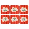 Ciao bella - Tekstwolk - Strepen - Oranje onderzetter kurk middel -3d