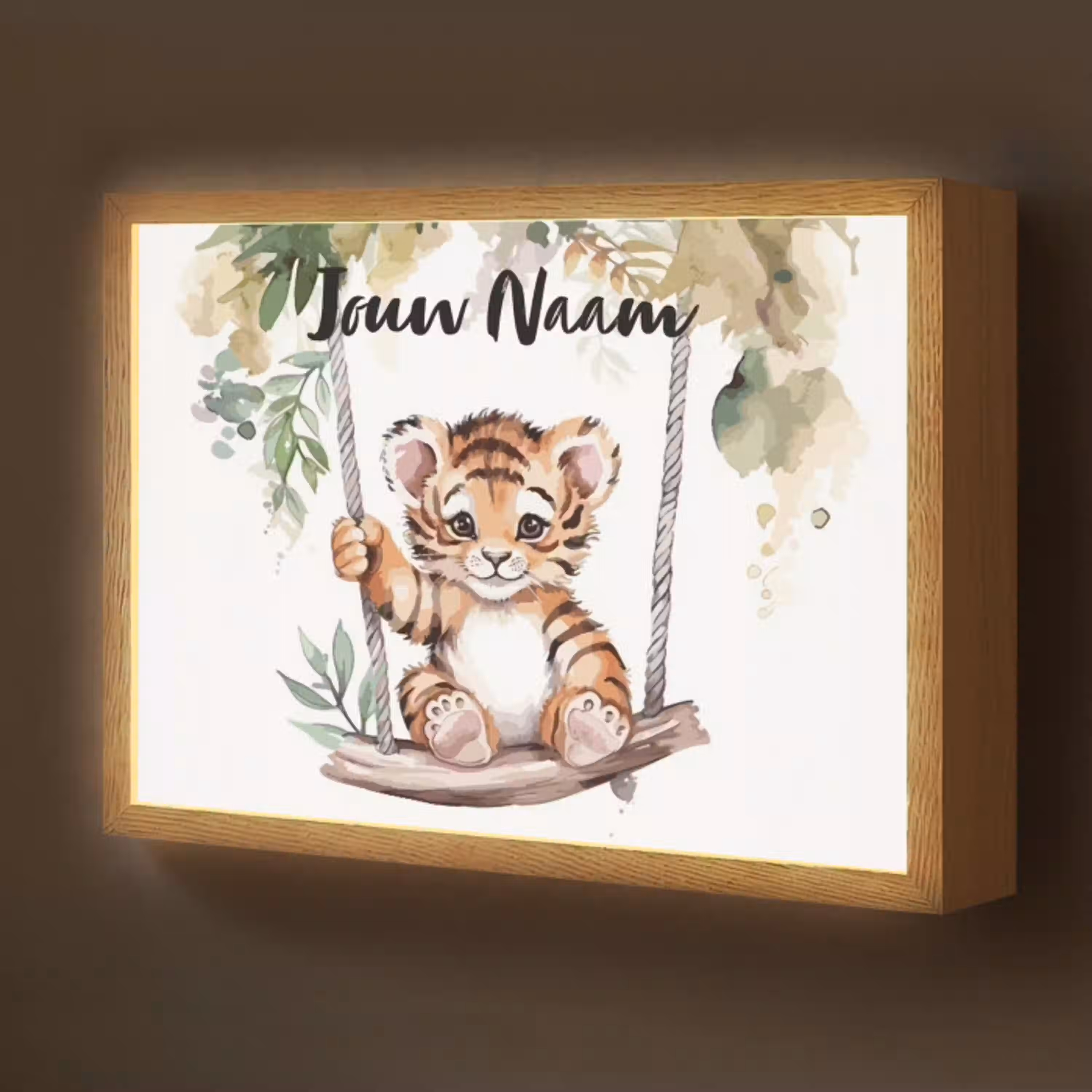 Tijger - Dier - Kinderen - Jungle Light Box met batterij (Wandlamp kind) middel -z3d_website