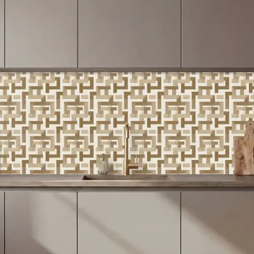 Geometrisch - Retro - Bruin keuken achterwand 2 middel 871 zz_3dshopping