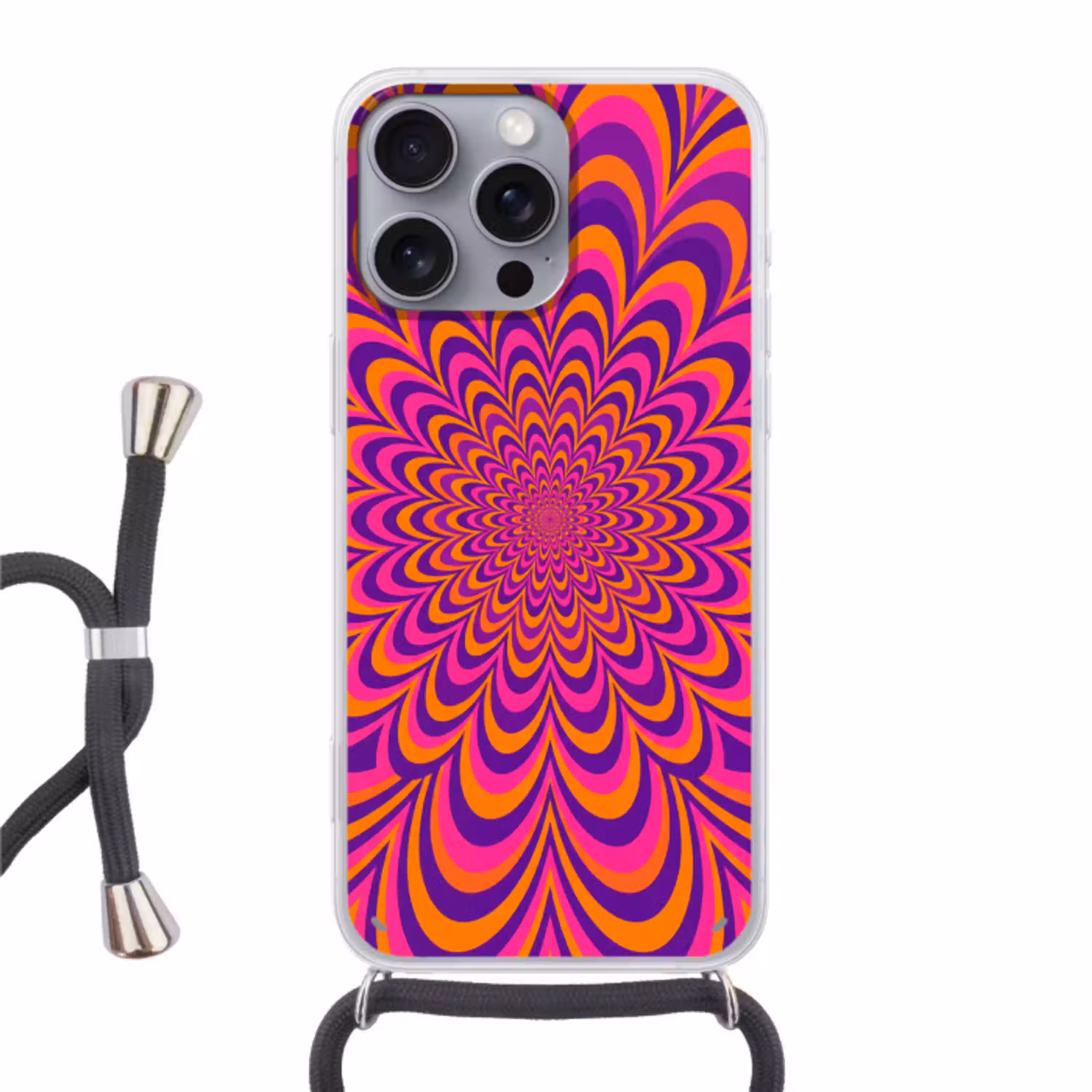 Patroon - Optisch - Kleurrijk Hoesje iPhone 16 Pro Max met koord klein -3d