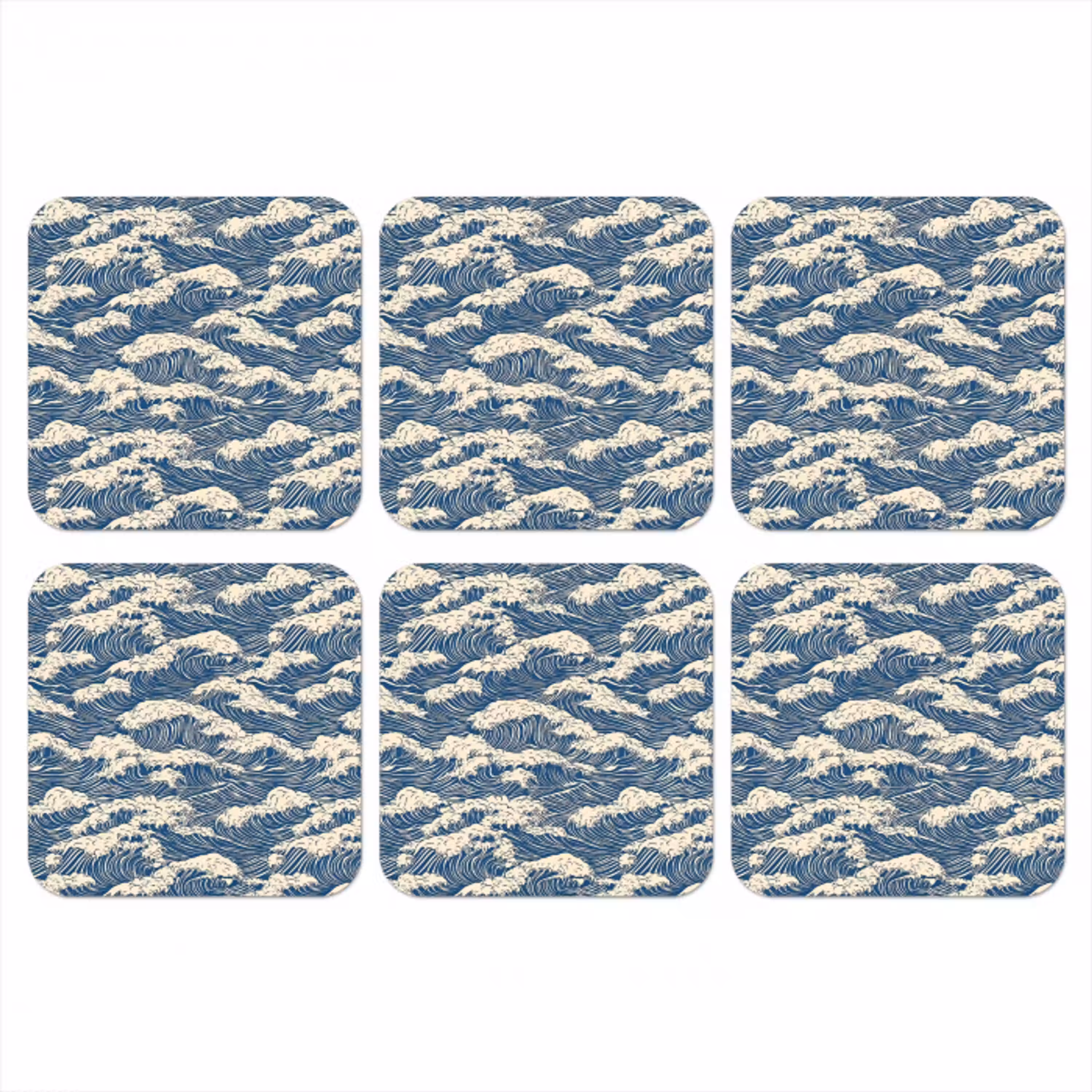 Golven - Klassiek - Blauw onderzetter kurk middel 366 -3d