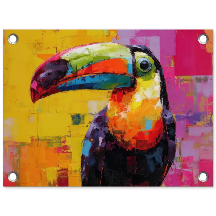 Toeken - Snavel - Kleurrijk - Blokken tuinposter los doek klein -3d