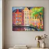 Olieverf - Amsterdam - Kunst - Kleurrijk Textielframe zwart klein -sfeer2