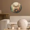 Hert - Geverfd - Gewei - Bruin Akoestische PET Vilt - Rond klein -sfeer1