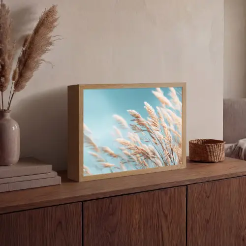 Siergras - Wind - Lichtbruin Light Box met batterij (Wandlamp) middel -sfeer2