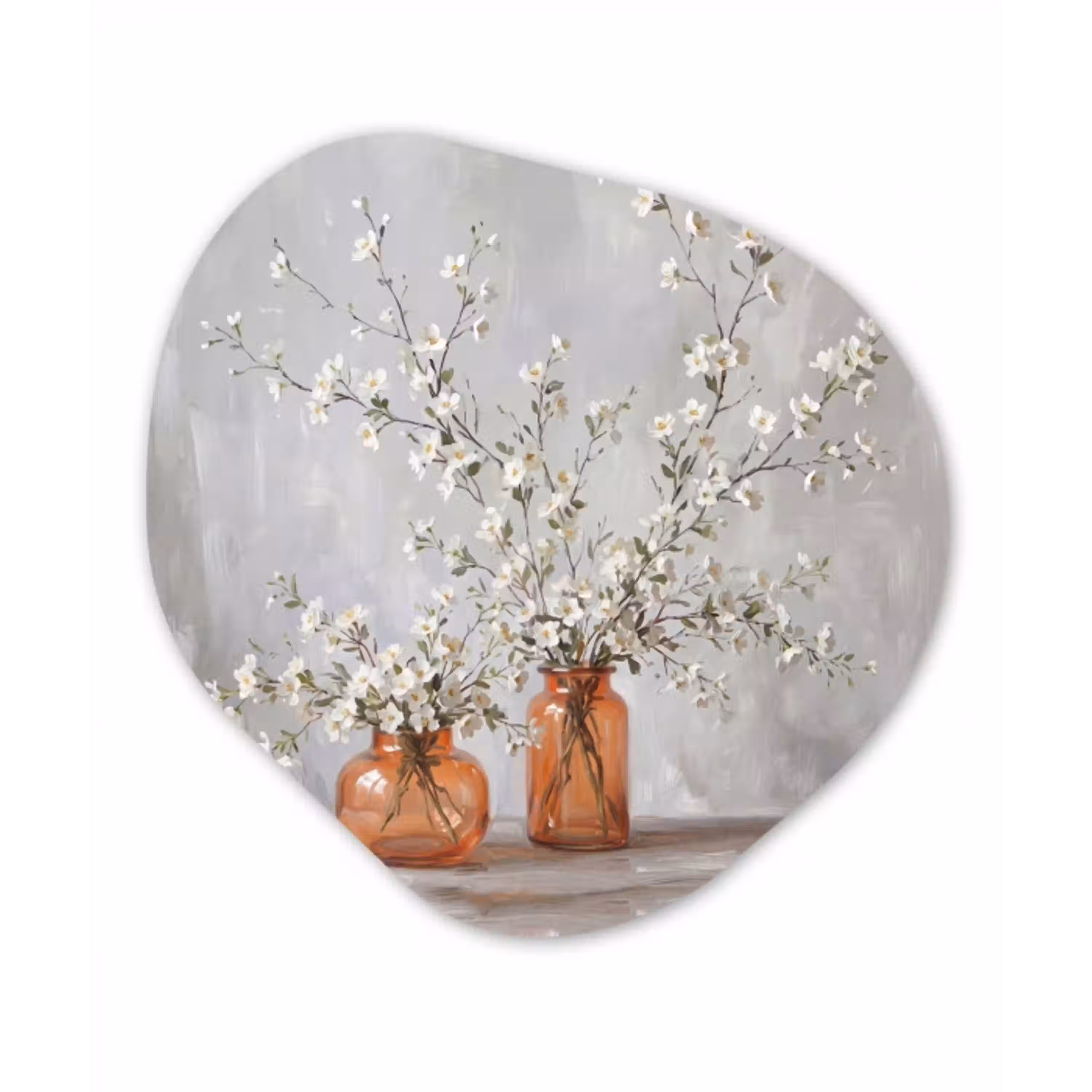 Vazen - Bloemen - Oranje Wandcirkel Organisch Forex 3mm klein -3d