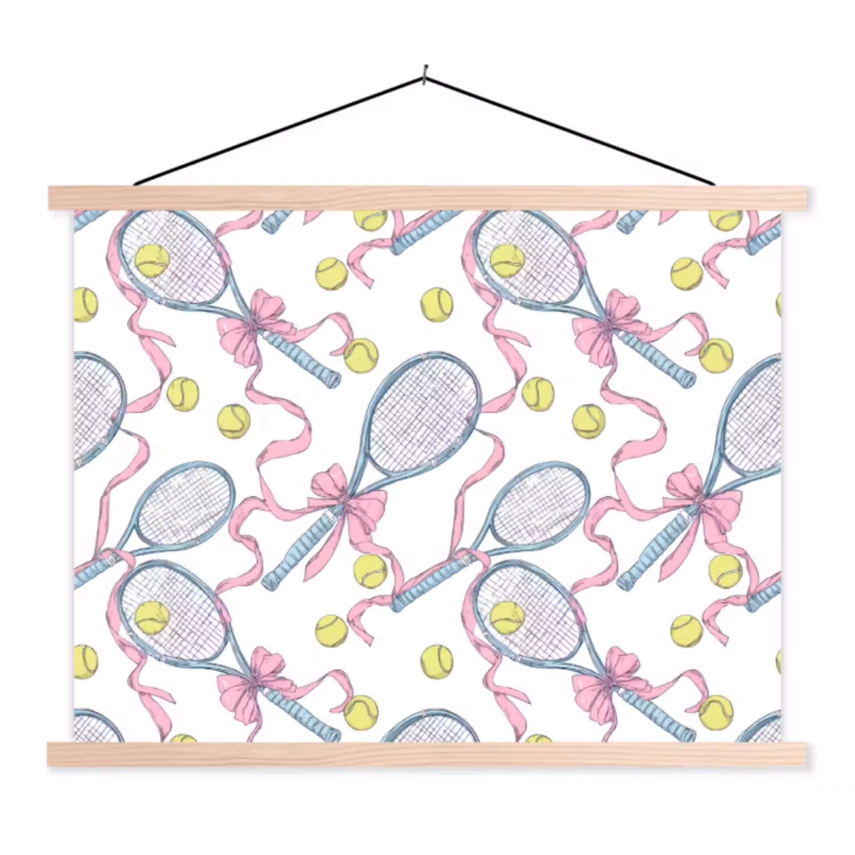 Tennis - Strikken - Kleurrijk textielposter latten blank klein 122 -3d