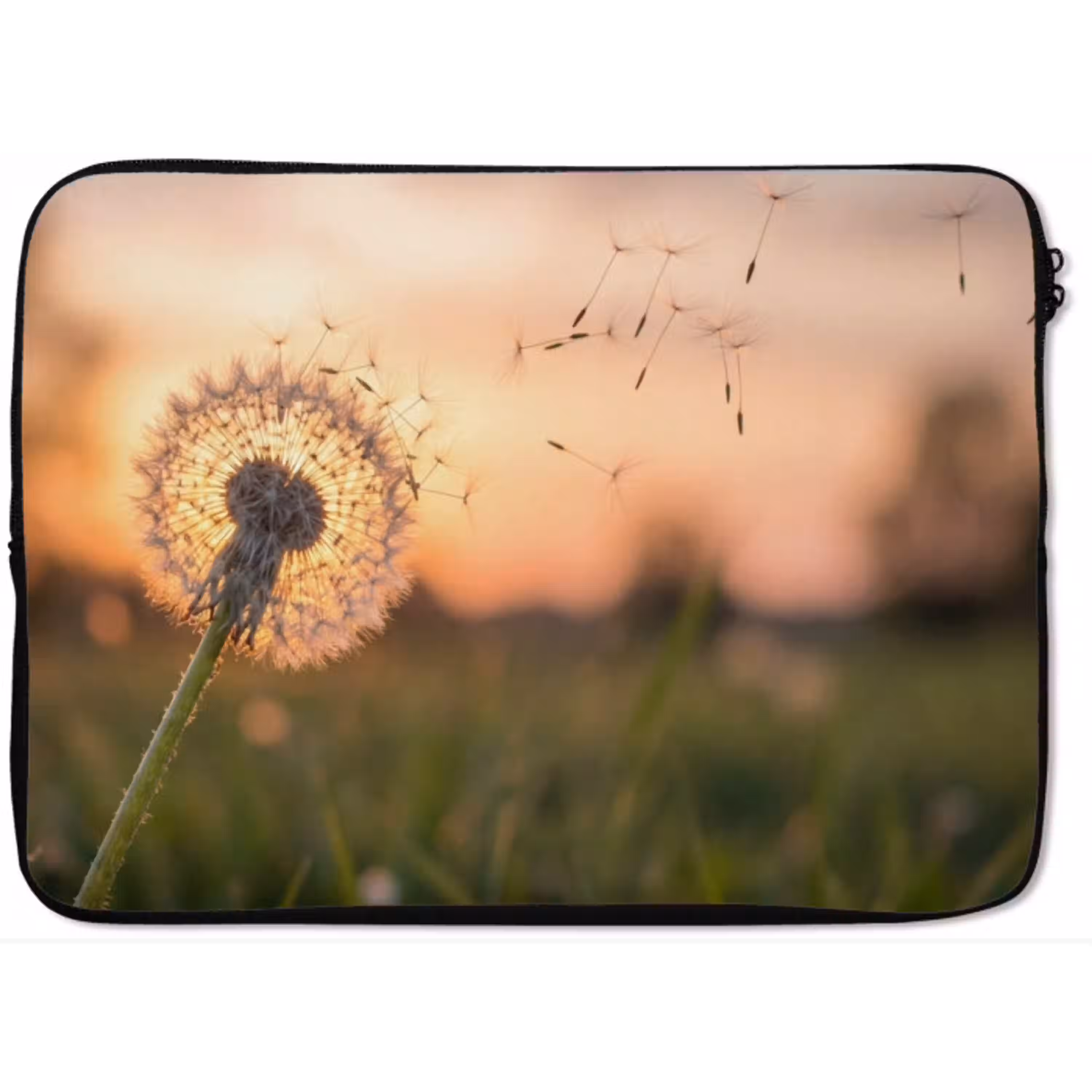Paardenbloem - Zonsondergang - Veld laptophoes neopreen klein -zkaufland3dotto