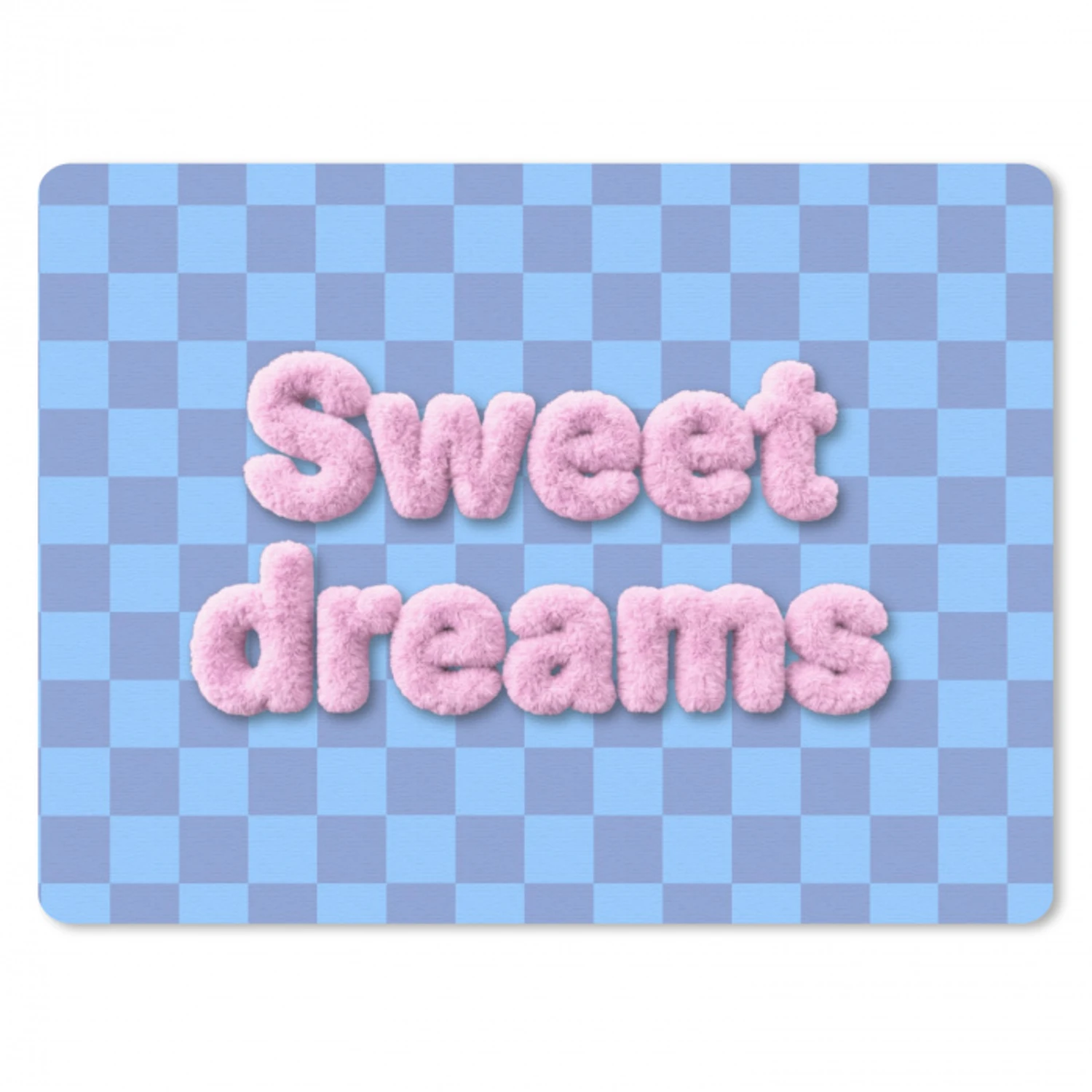 Sweet dreams - Vierkanten - Roze - Blauw muismat rubber klein -3d