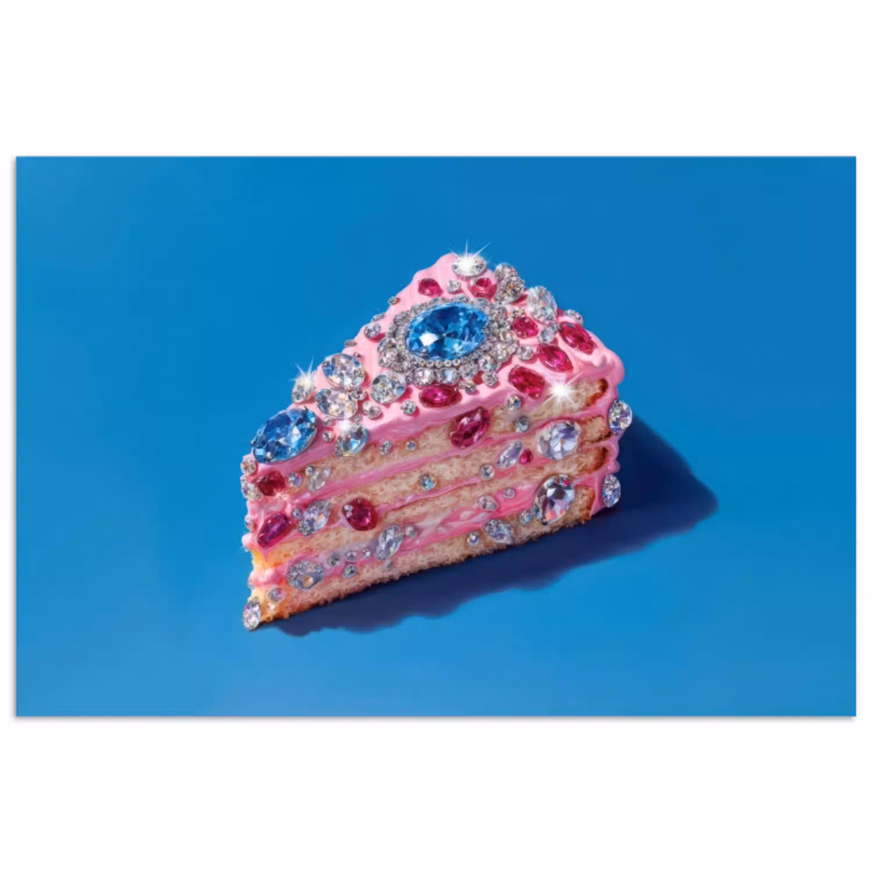 Taart - Edelstenen - Glitters - Roze poster papier klein -3d