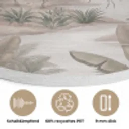 Kraanvogels - Palmbomen - Tropisch Akoestische PET Vilt - Rond klein -closeup_DE