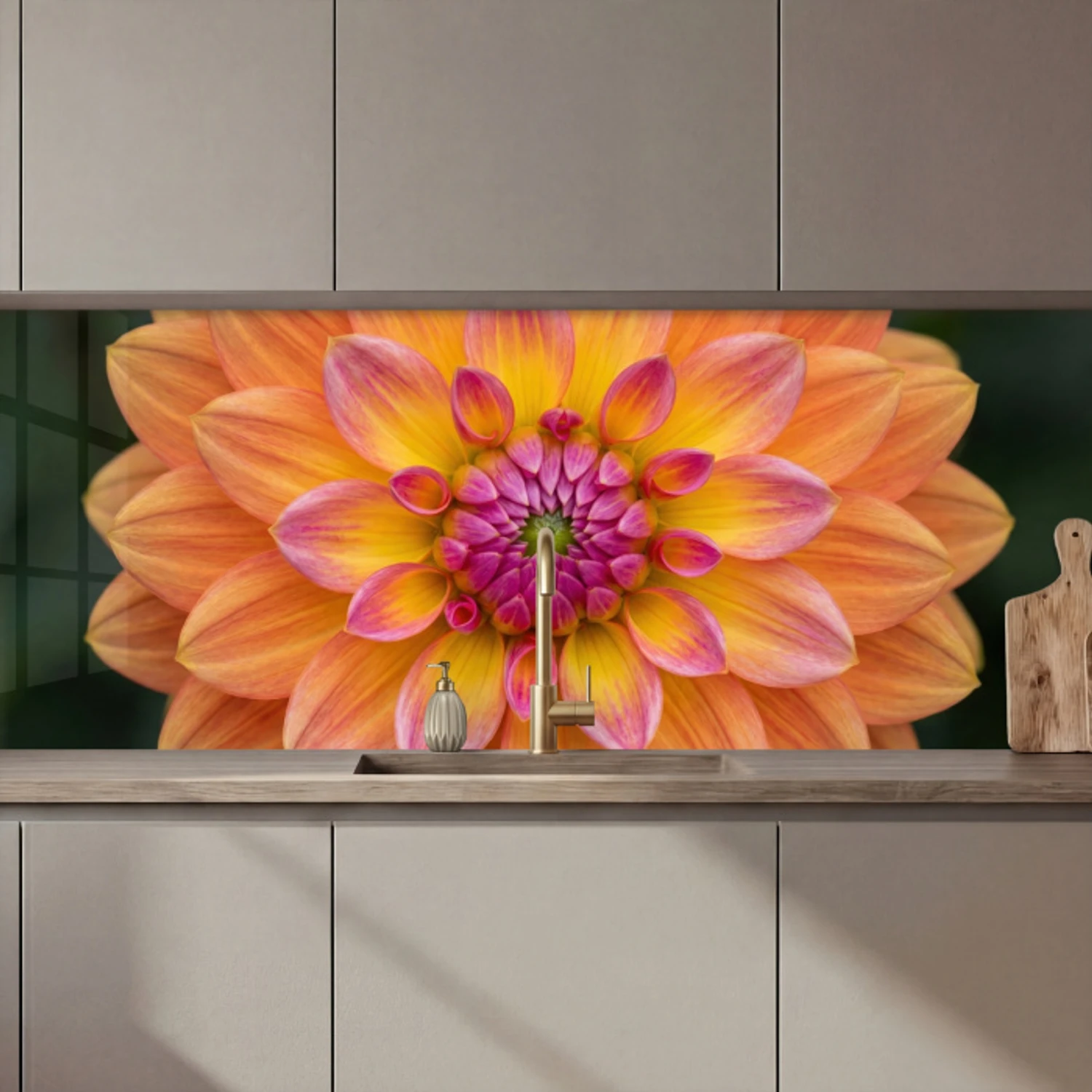 Dahlia - Bloem - Oranje keuken achterwand 2 middel zz_3dshopping