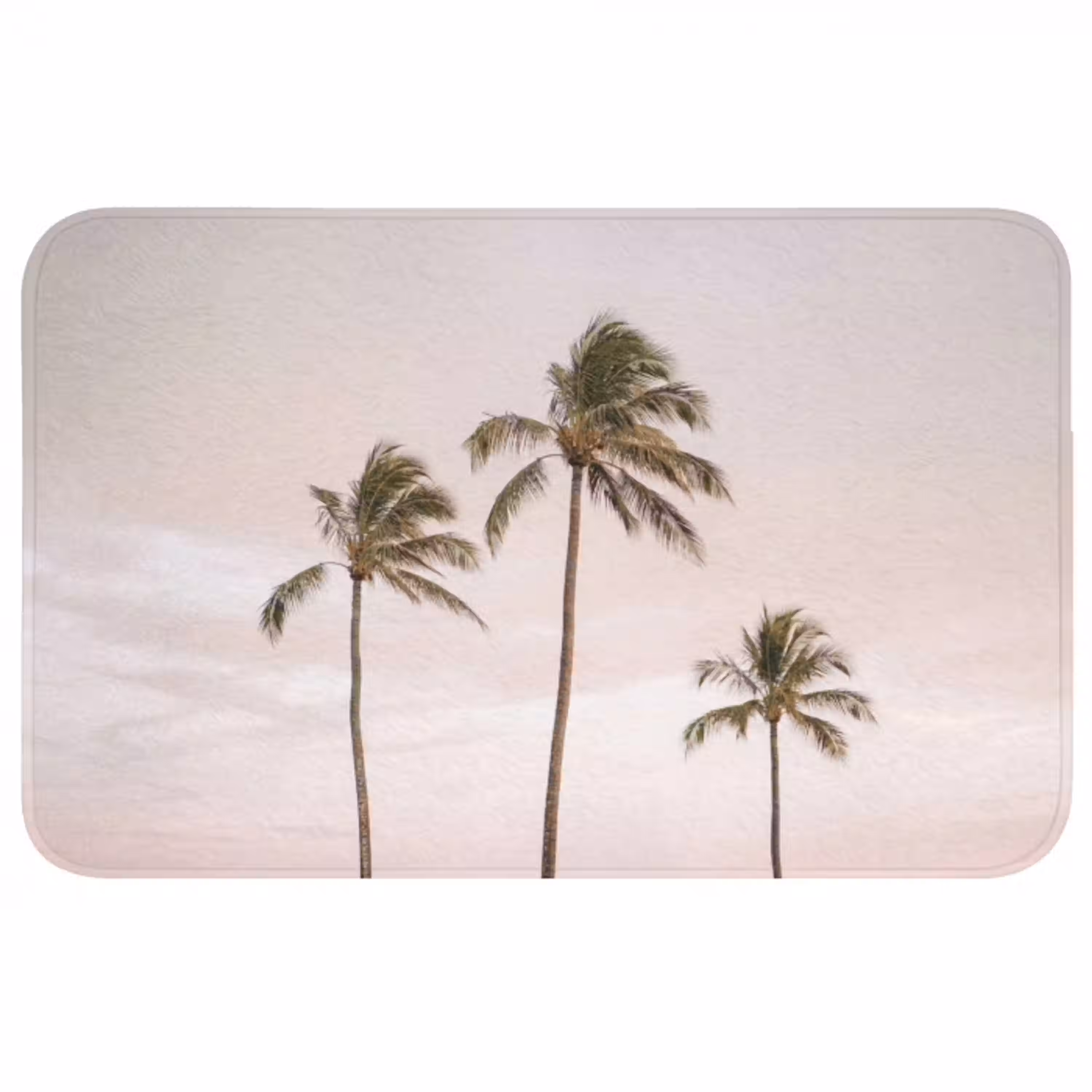 Palmbomen - Zonsondergang - Roze Badmat middel -3d