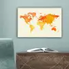 Wereldkaart - Oranje - Kleurrijk canvas 2cm klein -sfeer4