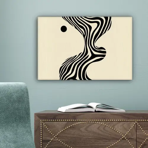 Beige - Lijnen - Golvend -  Abstract canvas 2cm klein -sfeer4