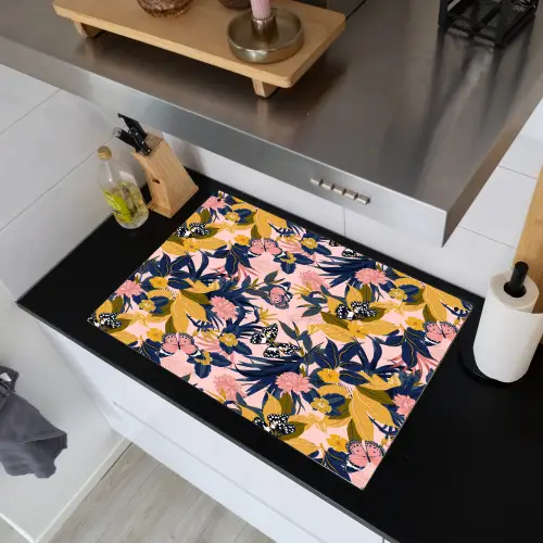 Zomer - Vlinder - Roze - Geel Inductie beschemer met haakjes klein 777 -sfeer1