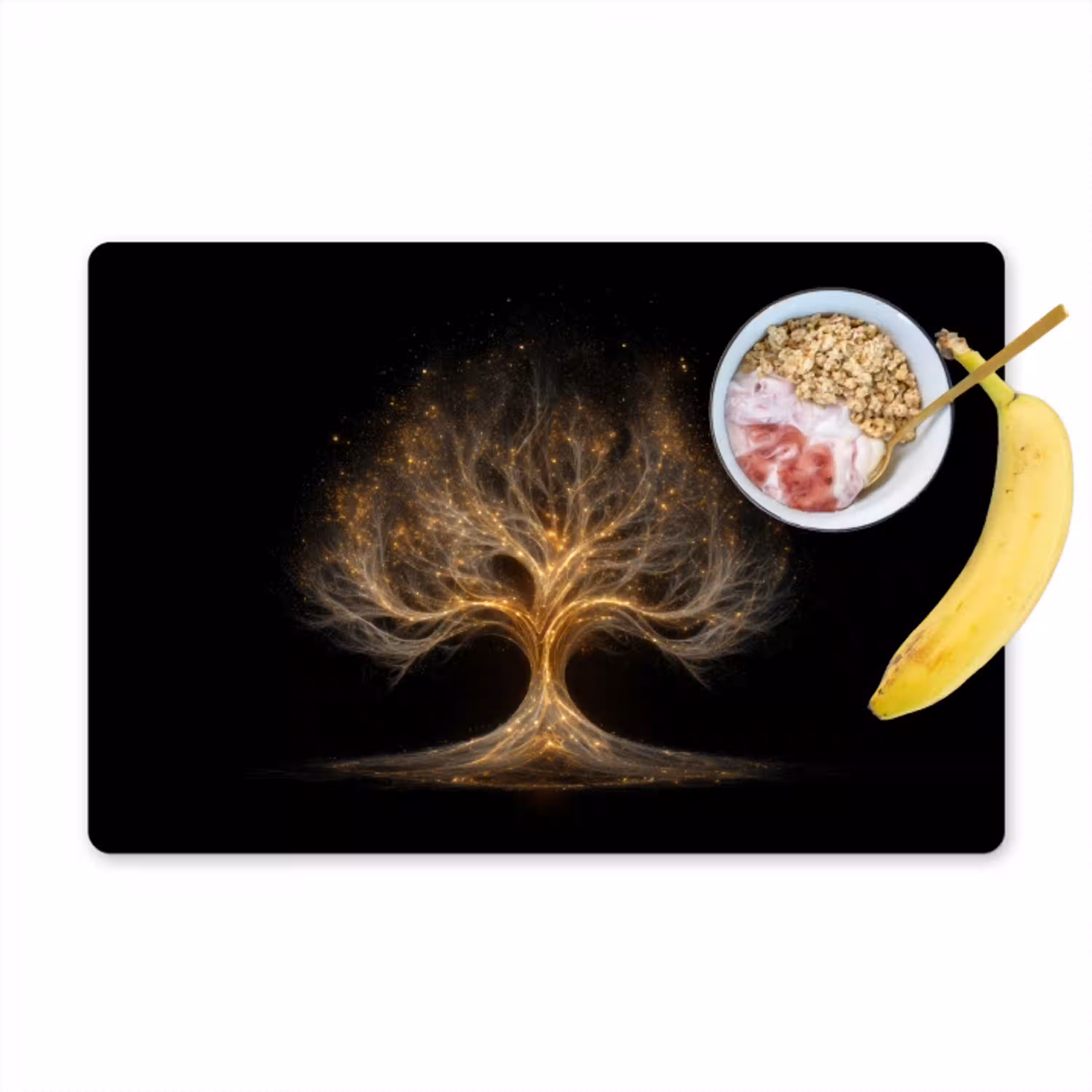 Lichtjes - Boom - Abstract - Zwart Placemat vinyl groot -zzzproduct_Kitchenyeah-website