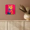 Kat - Kimono - Bloemen - Roze plexiglas 5mm klein -sfeer5