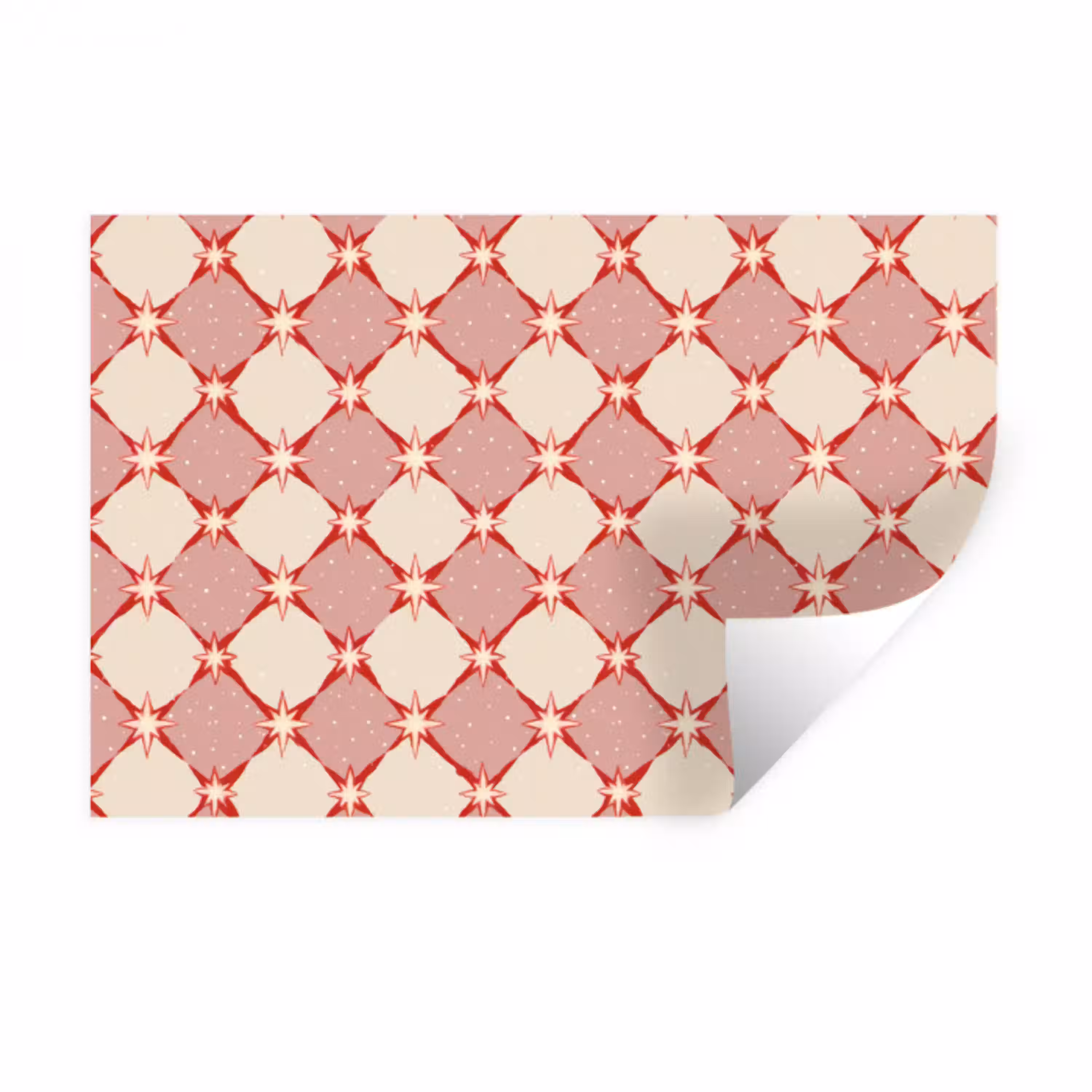 Ruiten - Sterren - Vintage - Oudroze - Rood Muursticker klein 286 -3d