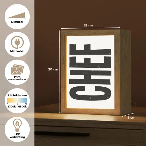Chef - Japandi - Decoratie - Vintage Light Box met kabel (Wandlamp) klein -USP_websiteoverzichtNL