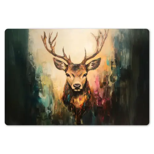 Hert - Geverfd - Gewei - Bruin Placemat vinyl groot -zzsfeer1_Kitchenyeah-website
