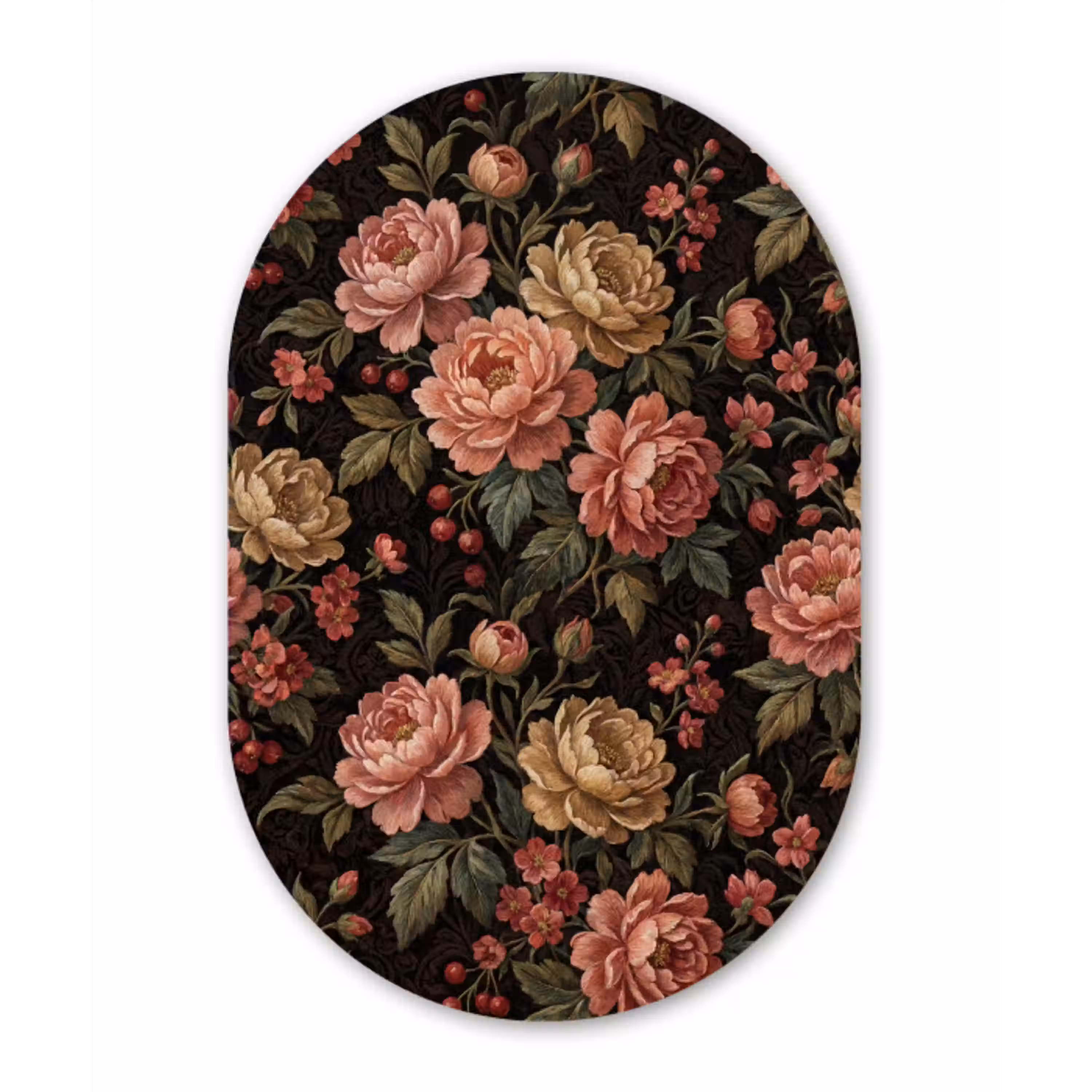 Bloemen - Patroon - Natuur - Vintage - Roze Wandcirkel Ovaal Aluminium middel -3d