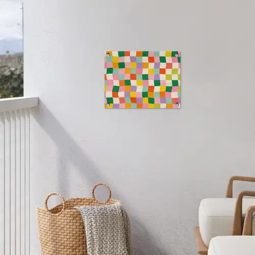 Vierkanten - Kleurrijk - Golvend tuinposter los doek klein -sfeer8